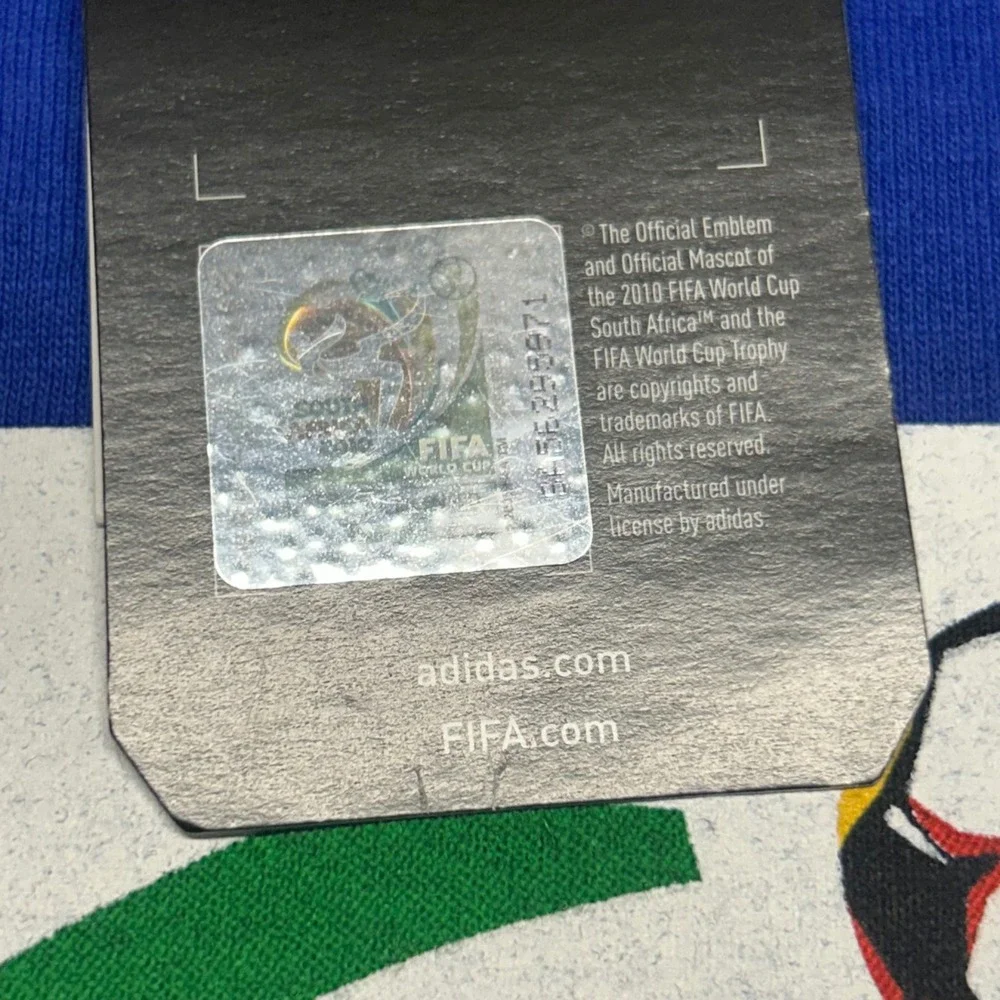 Adidas FIFA World Cup 2010 South Africa T-Shirt Blue Mens Small NWT Stains